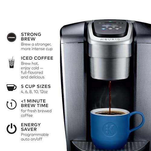 Keurig K-Elite Single-Serve K-Cup Pod Coffee Maker, Brushed Slate, 12 oz. Brew Size