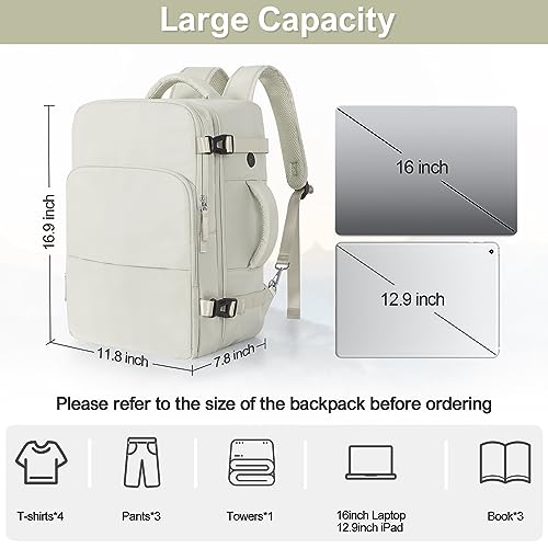 Travel Backpack for Women, Flight Approved Carry On Backpack with USB Charging Hole, Lightweight Travel Bag, Waterproof Causal Bookbag for College, Travel, Work