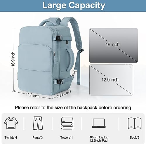 Travel Backpack for Women, Flight Approved Carry On Backpack with USB Charging Hole, Lightweight Travel Bag, Waterproof Causal Bookbag for College, Travel, Work