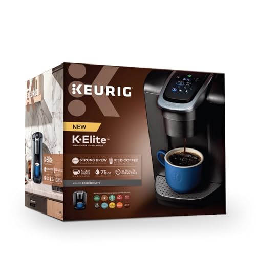 Keurig K-Elite Single-Serve K-Cup Pod Coffee Maker, Brushed Slate, 12 oz. Brew Size