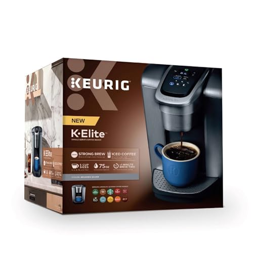 Keurig K-Elite Single-Serve K-Cup Pod Coffee Maker, Brushed Slate, 12 oz. Brew Size