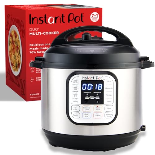 Instant Pot Duo 7-in-1 Electric Pressure Cooker, Slow Cooker, Rice Cooker, Steamer, Sauté, Yogurt Maker, Warmer & Sterilizer, Includes App With Over 800 Recipes, Stainless Steel, 6 Quart