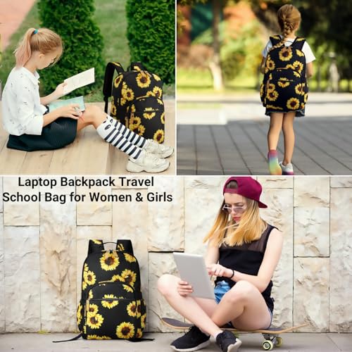 Leaper Water-resistant Sunflower Laptop Backpack Travel Backpack for Women School Backpack for Girls Kids College Backpack Daypack Bookbags Satchel