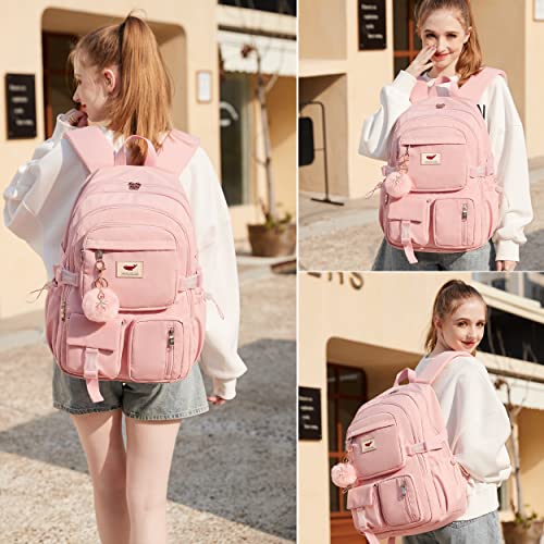 LXYGD Laptop Backpack 15.6 Inch Kids Elementary Middle High School Bag College Backpacks Anti Theft Travel Back Pack Large Bookbags for Teens Girls Women Students (Off-white)