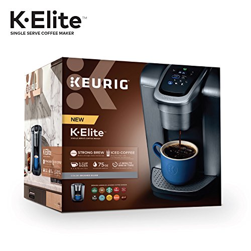 Keurig K-Elite Single-Serve K-Cup Pod Coffee Maker, Brushed Slate, 12 oz. Brew Size