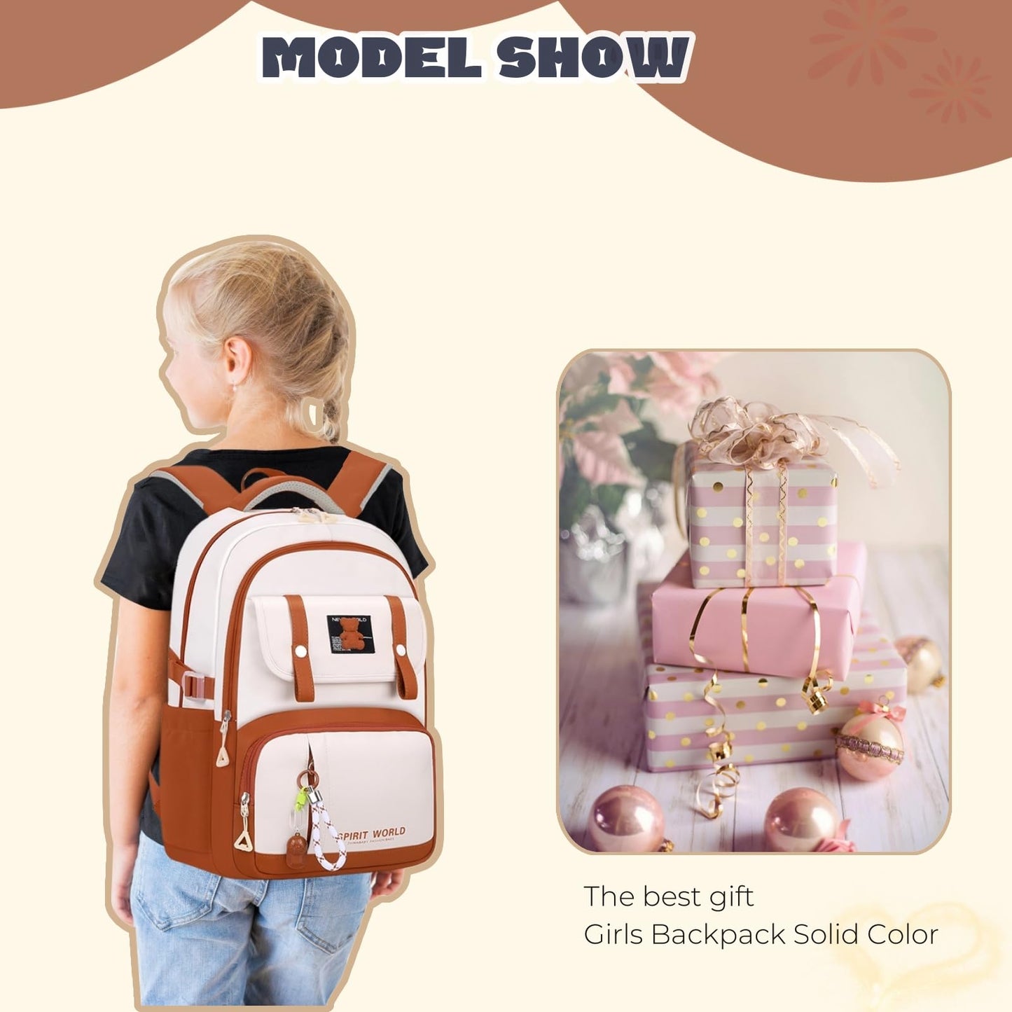 Girls Backpack Solid Color Backpack for Girls,Middle Elementary Girls School Bags Casual Daypack,Bookbag for Teens