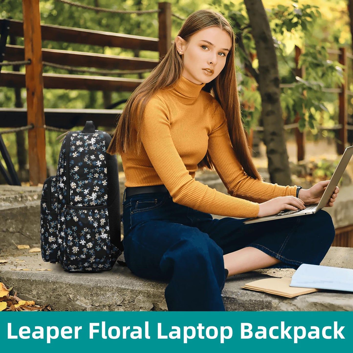 Leaper Water-resistant Sunflower Laptop Backpack Travel Backpack for Women School Backpack for Girls Kids College Backpack Daypack Bookbags Satchel